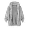 AQAYL Faux Fur Coat Women Zip up Long Hoodies Long Sleeve Hooded Jacket Drawstring Hoodies Warm Winter Coats Fashion Outfits Gray view 3