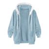 AQAYL Faux Fur Coat Women Zip up Long Hoodies Long Sleeve Hooded Jacket Drawstring Hoodies Warm Winter Coats Fashion Outfits Light Blue view 3