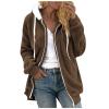 AQAYL Faux Fur Coat Women Zip up Long Hoodies Long Sleeve Hooded Jacket Drawstring Hoodies Warm Winter Coats Fashion Outfits Brown Brown view 1