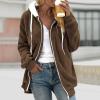 AQAYL Faux Fur Coat Women Zip up Long Hoodies Long Sleeve Hooded Jacket Drawstring Hoodies Warm Winter Coats Fashion Outfits Brown Brown view 2