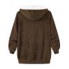 AQAYL Faux Fur Coat Women Zip up Long Hoodies Long Sleeve Hooded Jacket Drawstring Hoodies Warm Winter Coats Fashion Outfits Brown Brown view 3
