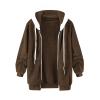 AQAYL Faux Fur Coat Women Zip up Long Hoodies Long Sleeve Hooded Jacket Drawstring Hoodies Warm Winter Coats Fashion Outfits Brown Brown view 4