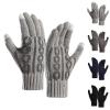 Wool Winter Gloves Men Women Wool Lined Knit Gloves with Touchscreen Fingers Insulated Gloves Keep Hand Warm Gift (Navy, One Size) view 1