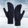 Wool Winter Gloves Men Women Wool Lined Knit Gloves with Touchscreen Fingers Insulated Gloves Keep Hand Warm Gift (Navy, One Size) view 2