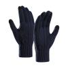 Wool Winter Gloves Men Women Wool Lined Knit Gloves with Touchscreen Fingers Insulated Gloves Keep Hand Warm Gift (Navy, One Size) view 3