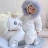 AIMAOMI Baby Boy Snowsuit Infant Girl Winter Clothes Toddler Jumpsuit Coat Jacket Outfit Hoodied Baby Snowsuit (White, 12-18 Months) view 2