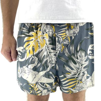 ROCK ATOLL Men's Traditional Cotton Boxer Shorts in Fun Unusual Pattern & Bold Prints (Medium, Grey Dinosaur Print)