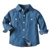 Boys Girls Middle Kids Autumn Thin Casual Denim Lapel Jacket Shirt Girl's Single Breasted Crop Denim (Blue, 3-6 Months) view 1