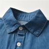 Boys Girls Middle Kids Autumn Thin Casual Denim Lapel Jacket Shirt Girl's Single Breasted Crop Denim (Blue, 3-6 Months) view 3