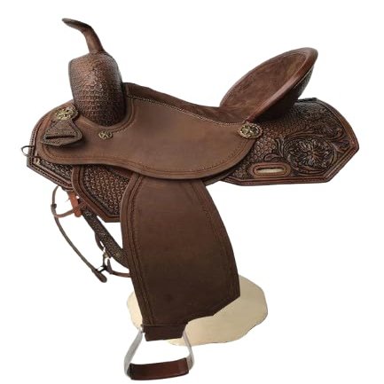 BNB International Western Barrel Racing Wooden Tree Horse Saddle Handmade Premium Leather Comfort Horse Trail Equestrian Tooled Carved Horse Saddle Riding Size: 10-18 inch MOL02 (18)