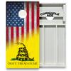 CornholeAce USA Flag and Gasden Flag Don't Tread on Me All Weather Pro Cornhole Board Set - Waterproof 4x2 Regulation Size, Made in USA, Triple Wide Legs, 3/4" PVC, Tournament Boards, Outdoor Ready view 1