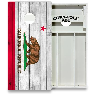 CornholeAce California State Flag All Weather Pro Cornhole Board Set - Waterproof 4x2 Regulation Size, Made in USA, Triple Wide Legs, 3/4" PVC, Official Tournament Boards, Outdoor Ready (2 Boards)