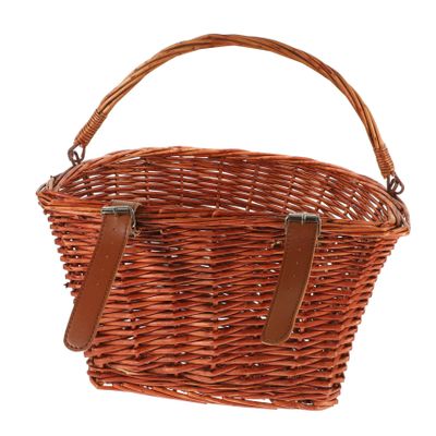OHPHCALL Wicker Basket for Bicycles Durable Rattan Food Basket with Handle for Outdoor Cycling and Home Storage Easy to Attach Sturdy Design Capacity Brown