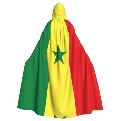SamLng Flag of Senegal Hooded Cloak  Adult Role Play Costume Cosplay  Perfect for Christmas, Wizard, Magician Themed Parties