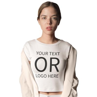 Alabama College Football Custom Crop Tops for Women - 4 oz Lightweight 60% Cotton 40% Polyester Jersey - Relaxed Fit - Customizable Crop Top with Logo/Picture - Personalized Sports Apparel (L, White)