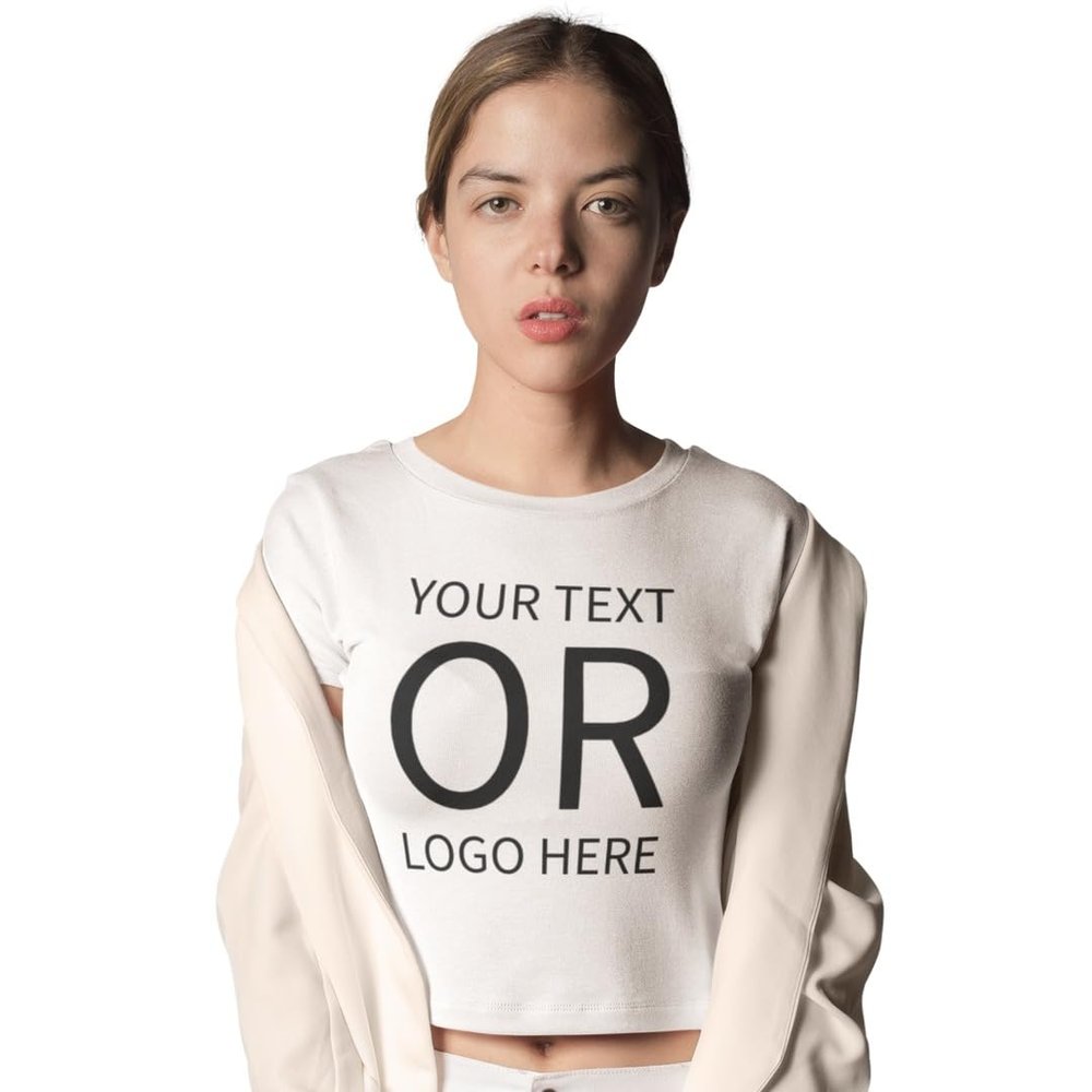 Alabama College Football Custom Crop Tops for Women - 4 oz Lightweight 60% Cotton 40% Polyester Jersey - Relaxed Fit - Customizable Crop Top with Logo/Picture - Personalized Sports Apparel (L, White)