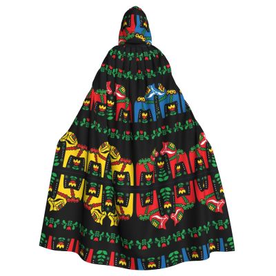 SamLng Runner Swedish Dala Horse Folk Hooded Cloak Adult Role Play Costume Cosplay Perfect for Christmas, Wizard, Magician Themed Parties