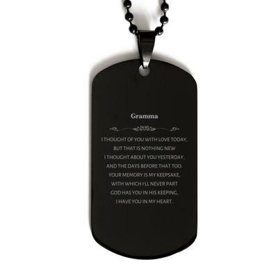 Black Dog Tag Grandma Memory Keepsake Engraved Pendant Gifts for Christmas, Birthday, and Veterans Day - Inspirational Quote I Have You in My Heart
