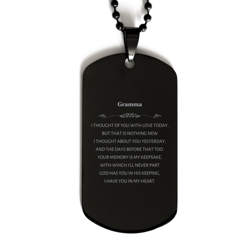 Black Dog Tag Grandma Memory Keepsake Engraved Pendant Gifts for Christmas, Birthday, and Veterans Day - Inspirational Quote I Have You in My Heart
