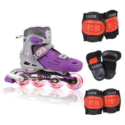 C SEVEN C7skates Adjustable Kids Inline Skates with Protective Pads (Galaxy, Size L)