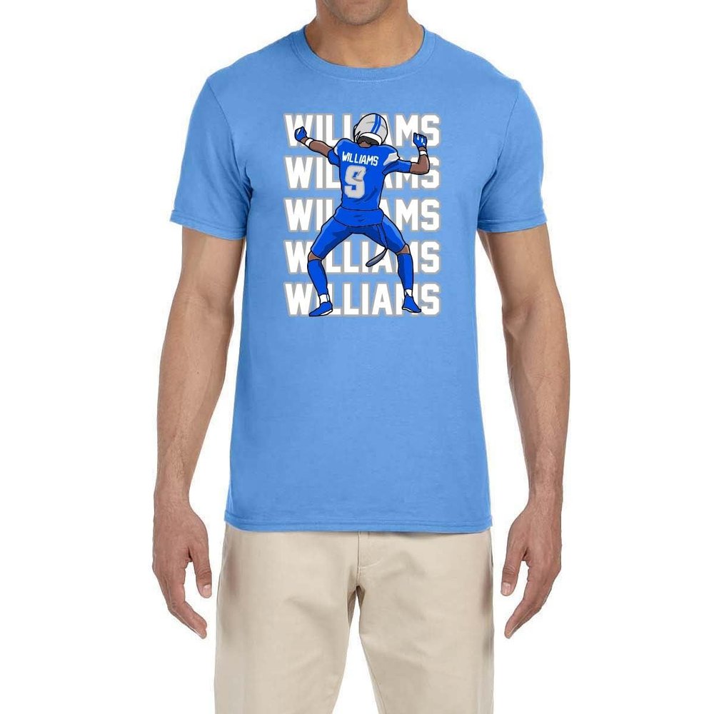 Blue Detroit Jameson Williams Text Pic T-Shirt Youth Small