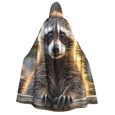 FJRFGbkJKN Hooded Cloak Unisex Adults Hooded Cape Halloween Hooded Robe Cute raccoon Halloween Cloak for Men Women