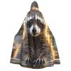 FJRFGbkJKN Hooded Cloak Unisex Adults Hooded Cape Halloween Hooded Robe Cute raccoon Halloween Cloak for Men Women view 1