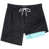 SURF CUZ Mens Swim Trunks with Compression Liner Quick Dry Swim Shorts 7" Swimming Trunks Stretch Zipper Pockets,Cool Coast,XS view 1