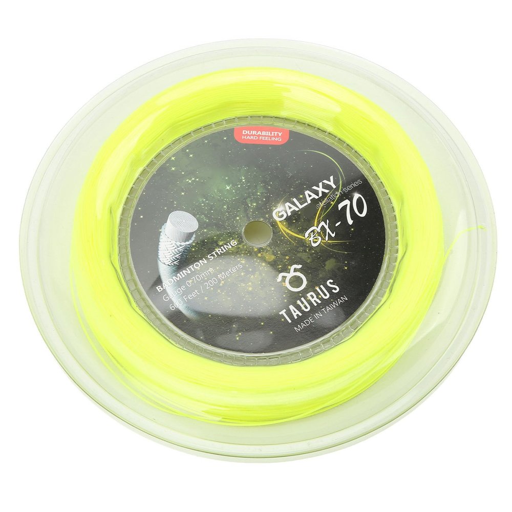 POWERTI BX70 Badminton Rackets String High Elastic Nylon Badminton Racquet String 0.7mm Badminton String 200m Reel (Fluorescent Yellow)