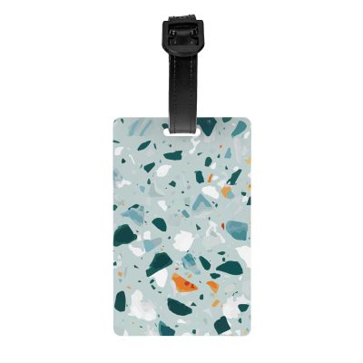 Terrazzo Marble Pastel Print Luggage Tag Suitcase Identification Labels for Women Men Name Tags Suitable Travel