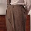 Mens High Waisted Tweed Pleated Front Dress Pant Classic Fit (Brown, 30W x 30L) view 2