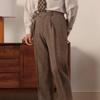 Mens High Waisted Tweed Pleated Front Dress Pant Classic Fit (Brown, 30W x 30L) view 3
