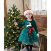 Csbks Toddler Girls Christmas Tutu Dress Multi-Layers Tulle Long Sleeve Princess Dress Reindeer Green 140 view 2