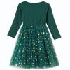 Csbks Toddler Girls Christmas Tutu Dress Multi-Layers Tulle Long Sleeve Princess Dress Reindeer Green 140 view 3