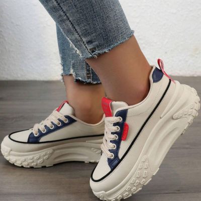 Fashion Wedge Heeled Sneakers for Women,Womens White Platform Sneakers,Casual Slip On Work Shoes Women,Comfortable Lace Up Running Shoes for Women Footwear - Fashion Sneakers for Women (B-Blue, 5.5)