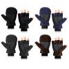 Coume 4 Pairs Winter Fleece Leather Fingerless Gloves Flip Top Convertible Mittens Fingerless Warm Fishing Gloves Nonslip(Black,Gray,Navy,Coffee) view 1