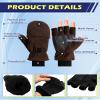 Coume 4 Pairs Winter Fleece Leather Fingerless Gloves Flip Top Convertible Mittens Fingerless Warm Fishing Gloves Nonslip(Black,Gray,Navy,Coffee) view 3
