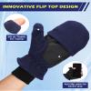 Coume 4 Pairs Winter Fleece Leather Fingerless Gloves Flip Top Convertible Mittens Fingerless Warm Fishing Gloves Nonslip(Black,Gray,Navy,Coffee) view 4