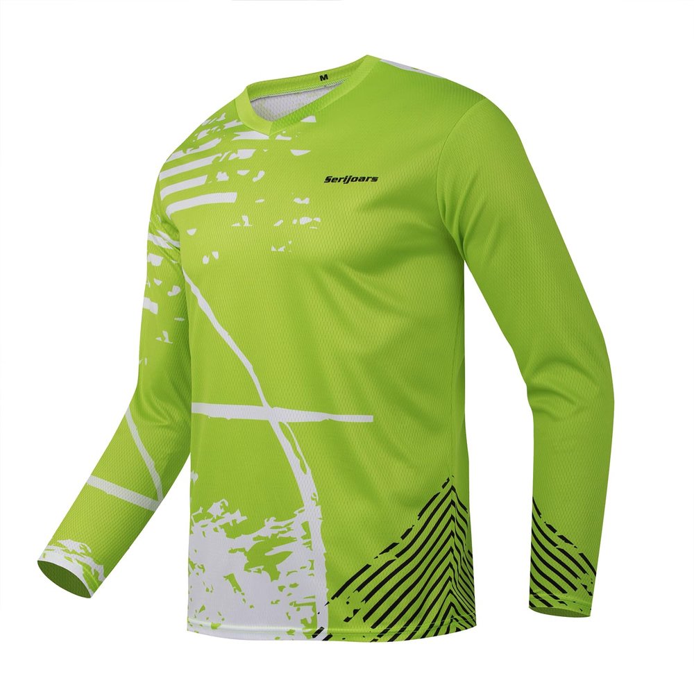Serijoars Racing Men's Long Sleeve Off-Road Cycling Jersey Mountain Bike MTB Jersey Downhill&Motocross Shirts (US, Alpha, Large, Regular, Regular, MLT027)