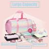 Jumpopack Glitter Dance Bag for Girls Duffle Bags Girls Overnight Bags Sleepover Gym Gymnastics Bag with Shoe Compartment and Wet Pocket,Heart Pattern view 3