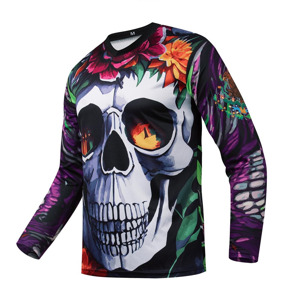 Serijoars Racing Men's Long Sleeve Off-Road Cycling Jersey Mountain Bike MTB Jersey Downhill&Motocross Shirts (US, Alpha, Medium, Regular, Regular, MLT012)