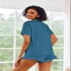 Ekouaer Pajamas Set for Women Short Sleeve Sleepwear Button Down Pjs Lounge Sets Soft Nightwear Blue Green Large view 4