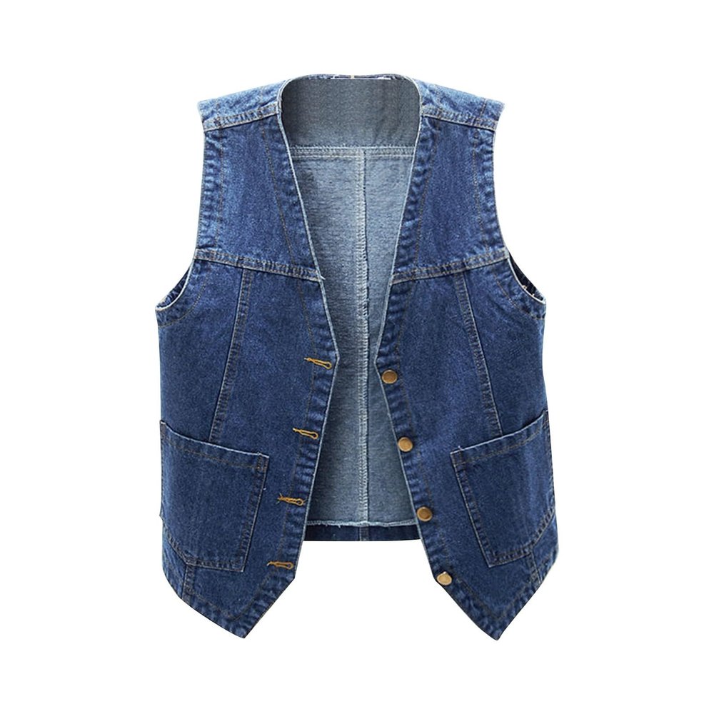 Boys Girls Denim V Neck Vest Vintage Button Down Tank Jacket Sleeveless Soft Outwear Tops Cowboy Vest (A, 12-13 Years)