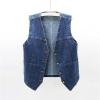 Boys Girls Denim V Neck Vest Vintage Button Down Tank Jacket Sleeveless Soft Outwear Tops Cowboy Vest (A, 12-13 Years) view 2