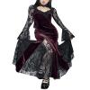 AGYMNX Women's Gothic Velvet Long Sleeve Cosplay Dress Fishtail Hem Ruched Maxi Dress Halloween Role Play Costume Red view 1