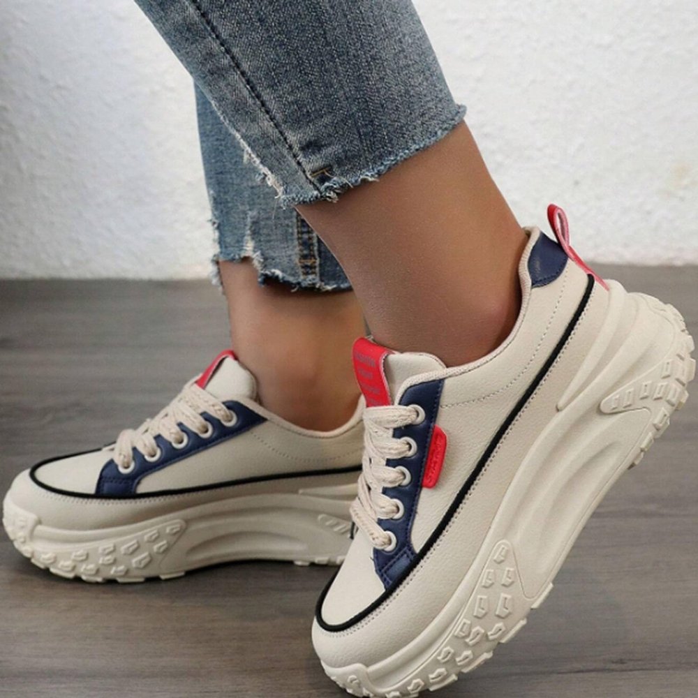 Fashion Wedge Heeled Sneakers for Women,Womens White Platform Sneakers,Casual Slip On Work Shoes Women,Comfortable Lace Up Running Shoes for Women Footwear - Fashion Sneakers for Women (B-Blue, 7.5)