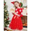 Csbks Toddler Girls Christmas Tutu Dress Multi-Layers Tulle Long Sleeve Princess Dress Snowflakes Red 150 view 2