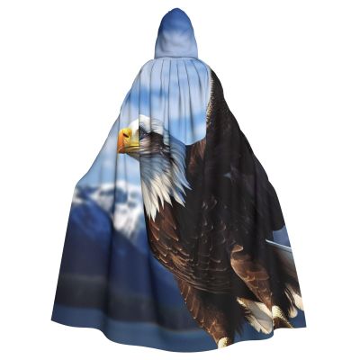 Dwrepo Eagle Halloween Hooded Cloak Full Length Adult Vampire Witch Cape for Halloween Cosplay Costumes