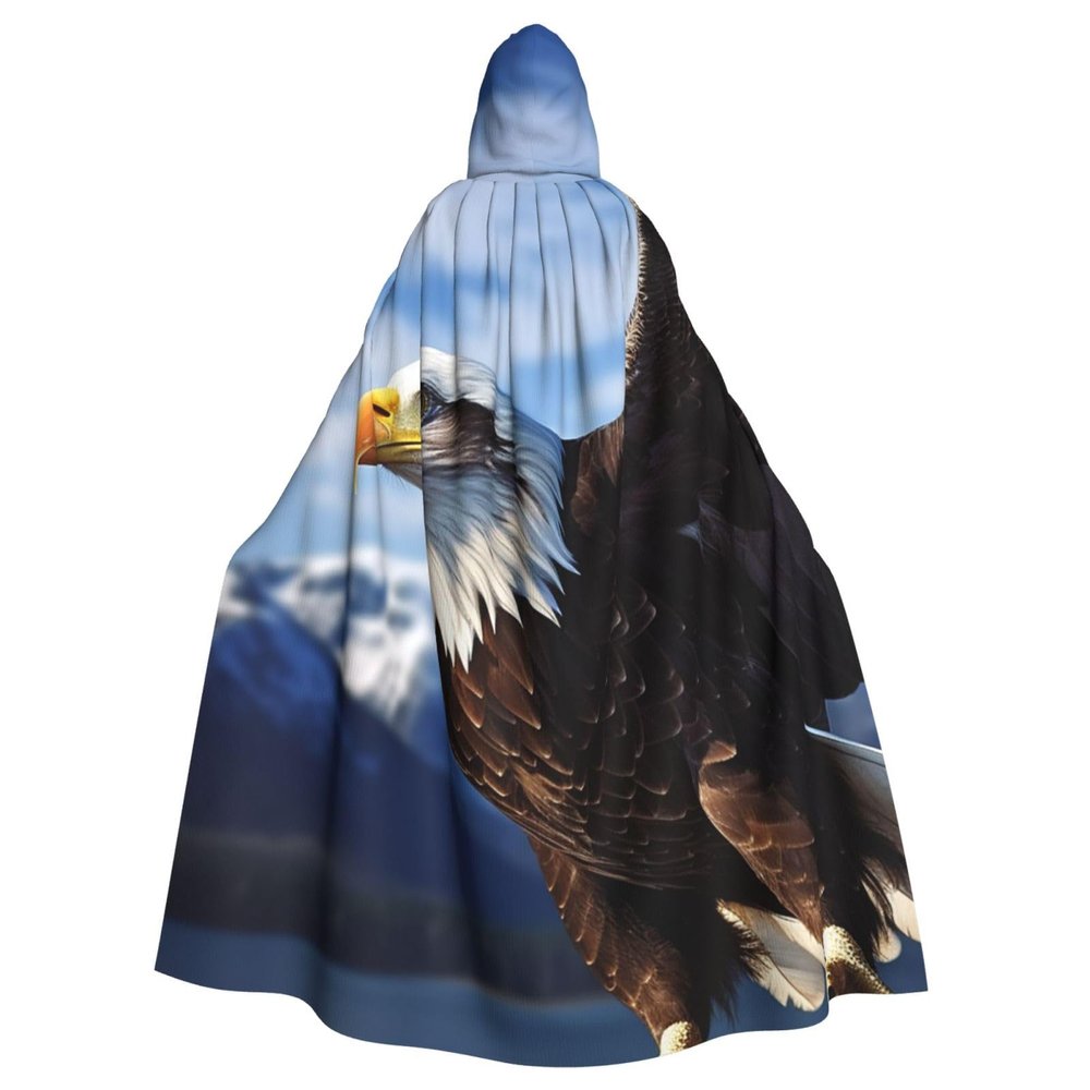 Dwrepo Eagle Halloween Hooded Cloak Full Length Adult Vampire Witch Cape for Halloween Cosplay Costumes