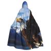 Dwrepo Eagle Halloween Hooded Cloak Full Length Adult Vampire Witch Cape for Halloween Cosplay Costumes view 1